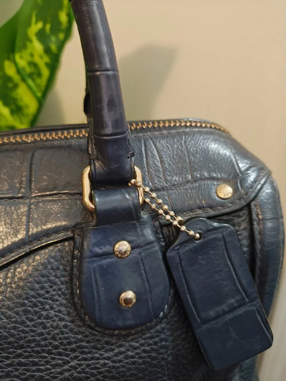 Coach Black Pebbled Leather Bennett Satchel Bag